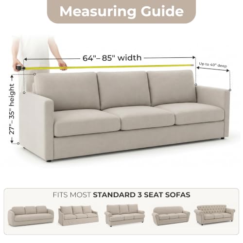 Premium Stretch Sofa Cover for 64-85 Inch Loveseats - Moss Green - Washable & Non-Slip