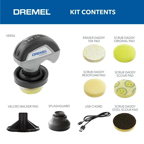 Cordless Electric Spin Scrubber Kit with 5 Scrub Daddy Pads – Multi-Surface Cleaning, Waterproof, High Speed