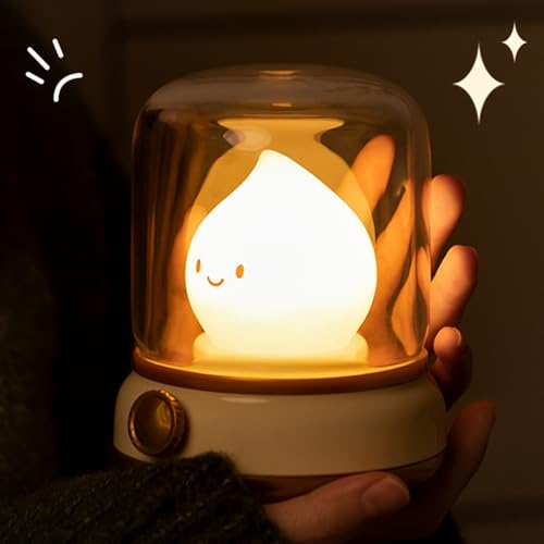 Ghost Campfire Chibi Flame Night Light, Retro Amber Lamp with Dimming Feature for Camping, Smoko Light, Gift, Party, Room Decor(Retro Flame Lamp)