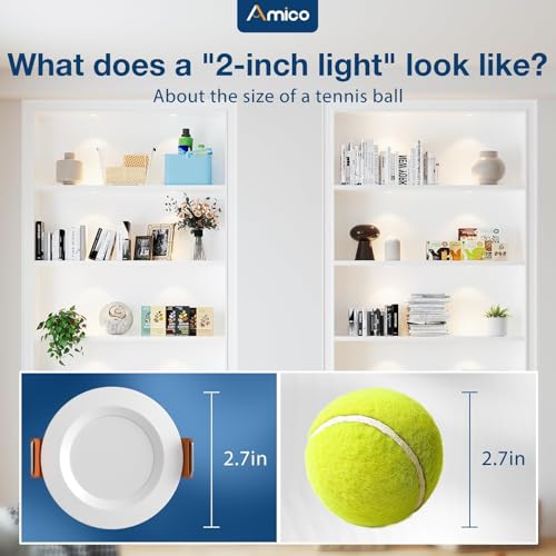 6 Pack 2 Inch Dimmable LED Recessed Ceiling Lights with 5 CCT Slim Canless Design