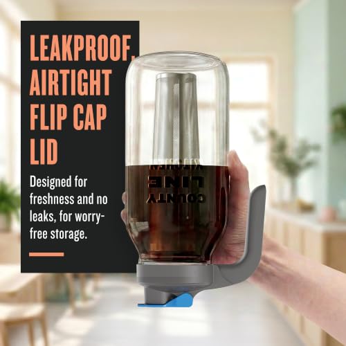Cold Brew Coffee Maker 64oz Glass Mason Jar with Leak-Proof Lid - Gray