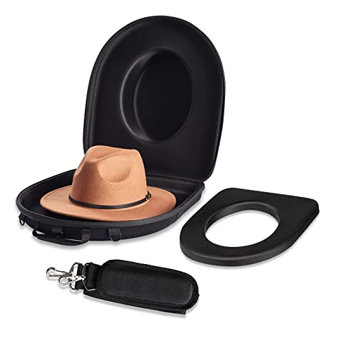 MOSLA Black Travel Fedora Hat Box Carrier - Universal Size, Backpack & Shoulder Bag