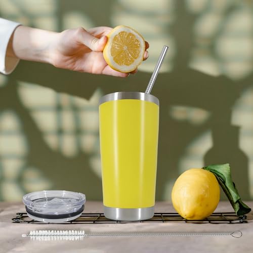 YOUKE OLA 16 Pack 20oz Insulated Stainless Steel Tumblers with Lids & Straws