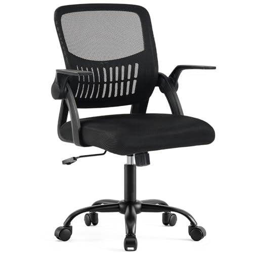 DUMOS Ergonomic Office Desk Chair with Lumbar Support, Adjustable Height, Black, 23.8 x 22.3 x 38.4 inches