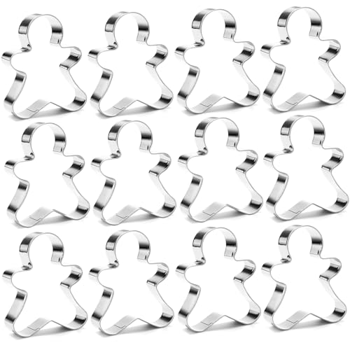 12-Piece Stainless Steel Gingerbread Cookie Cutter Set for Holiday Baking