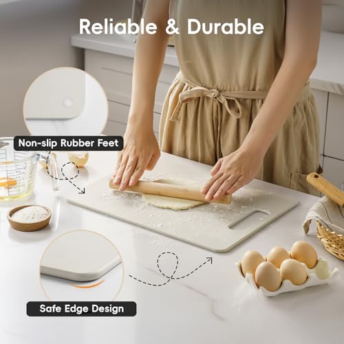 Culiex Off-White Wood Fiber Cutting Board Set of 2 – Dishwasher Safe, Non-Toxic, BPA-Free Kitchen Utensils