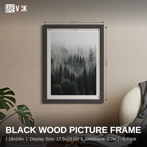 Black 18x24 Poster Frame Set - 5 Pack, Wooden Gallery Wall Frames