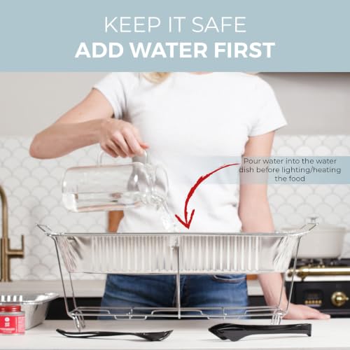 Alpha Living Complete 33-Pc Disposable Chafing Dish Buffet Set with Racks & Covers - Catering & Event Food Warmers