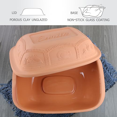 7.2 Quart Clay Roaster with Lid - Non-Stick Earthenware Dutch Oven