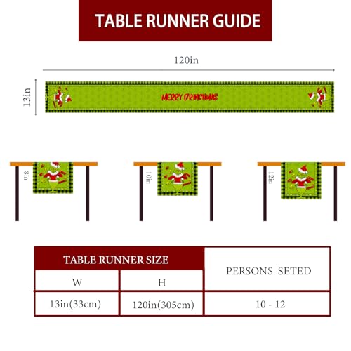 Farmnall 13" x 120" Christmas Table Runner - 100% Polyester, Seasonal Holiday Decor