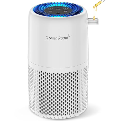 AromaRoom White Air Purifier for Home Smoke Pollen Dander & Hair, Effective Air Cleaner