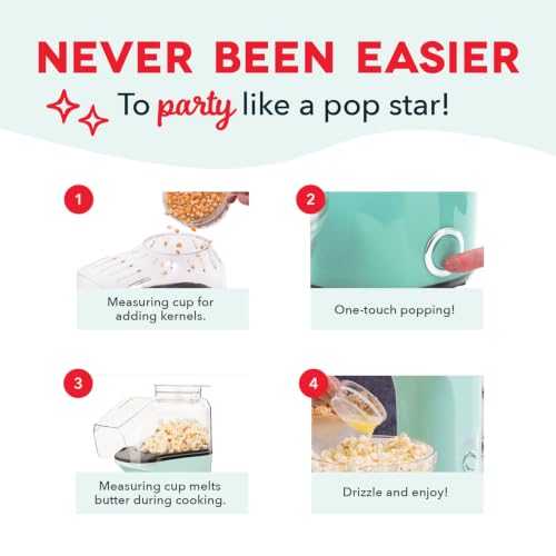 Dash Fresh Pop Popcorn Maker - Red, 16 Cups, Hot Air Electric Popper