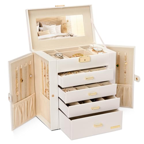 Homde Large Jewelry Box for Women: 5-Layer Organizer with Lock Dresser
