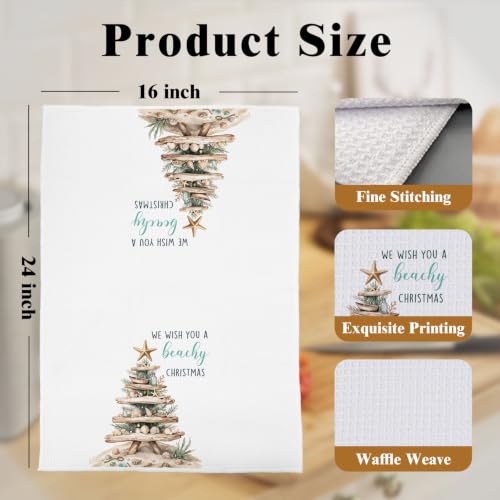 Beach Christmas Tree Towels - Coastal Holiday Decor, 02 Variation