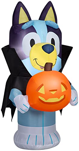 Bluey Halloween Inflatable - 3.5 Ft Lighted Vampire Yard Decoration with Jack O'Lantern & Stakes - Bluey Halloween