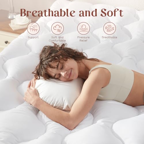 Queen Size 5 Inch Memory Foam Mattress Topper - Back Pain Relief, White - Variation of THIS listing