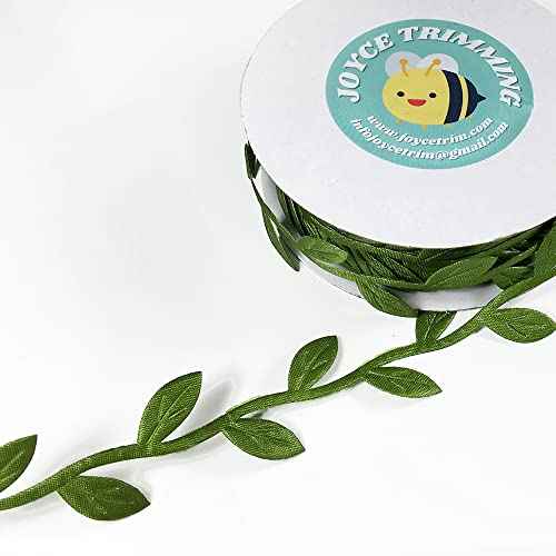 20-Yards Artificial Vine Leaf Ribbon Trim, Greenery Garland Vines for Hanging Plants Leaves Decorative Wreath Wall DIY Craft Party Wedding Home Decoration, EJ-2029 (Olive Green)