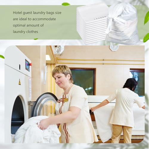500 Pack Disposable Hotel Laundry Bags with Drawstring – 14x24 Inch Bulk Plastic Laundry Bags