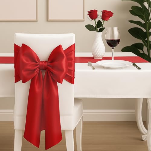 Q&J Fabric Co. Satin Red Table Runners 6-Pack 12 x 108 Inches – Festive Party Decorations