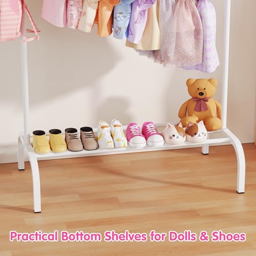 Kids Clothes Rack for Ages 3-6 - Montessori Child Clothing Organizer, White, 31.5W x 15.7D x 39.4H
