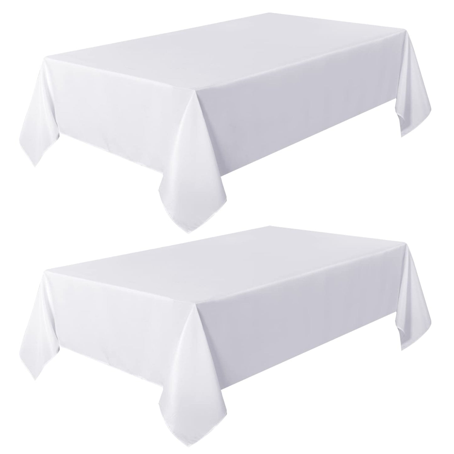 sancua 2 Pack White Tablecloth 60 x 120 Inch, Rectangle 8 Feet Table Cloth - Stain and Wrinkle Resistant Washable Polyester Table Cover for Dining Tables, Buffet Parties and Camping