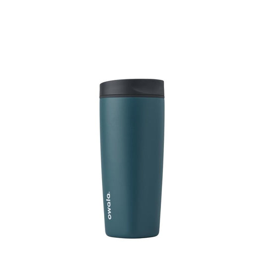 Owala SmoothSip Slider Insulated Stainless Steel Coffee Tumbler,Reusable Iced Coffee Cup,Hot-Coffee Travel Mug,BPA Free 20 oz,Grey/Blue (High Dive),(Pack of 8)
