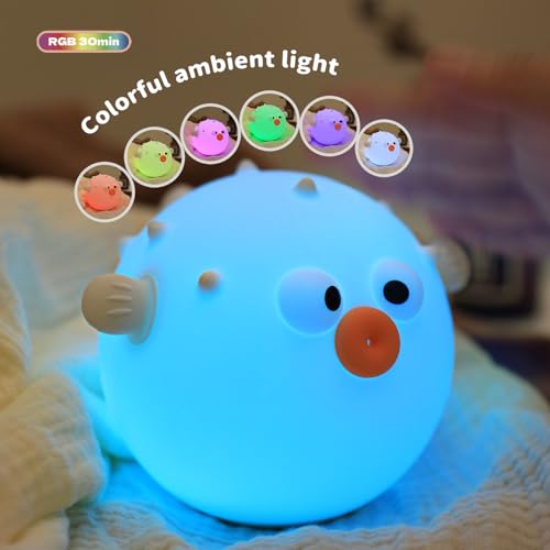 Anemonefish Night Light, Dimmable Nursery Fish Lamps, Super Squishy Silicone Touch Control RGB Night Lamp for Kids Adults, Used for Camping Party Room Decor(Anemonefish)