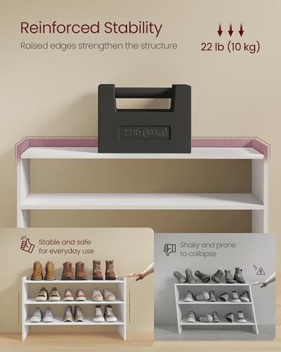 VASAGLE 3-Tier Shoe Rack for Closet, Stackable Organizer Shelf