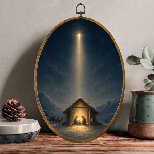 Nativity Star Oval Wall Art - HPCHENG Nativity Star, Religious Christmas Decor