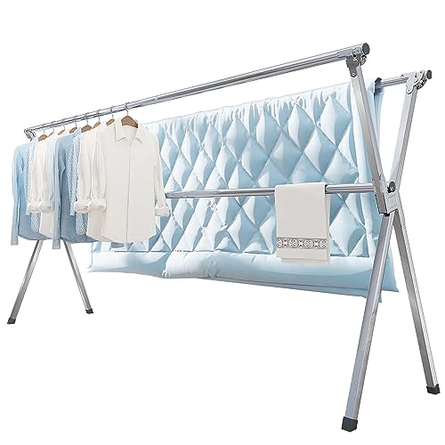 Vikaqi 79-Inch Folding Clothes Drying Rack Indoor Outdoor with 12 Clips & 20 Hooks