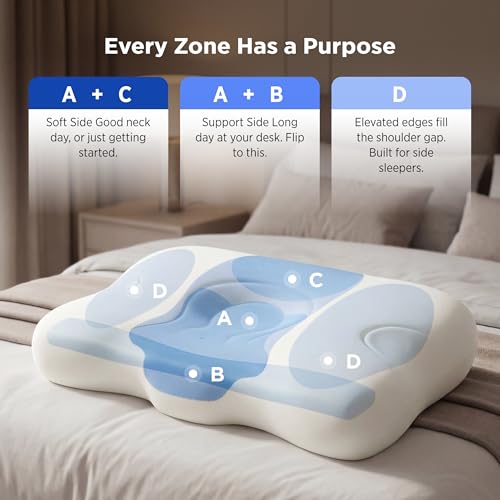 Bedsure Cervical Neck Pillow Ergonomic with Double - Sided Design