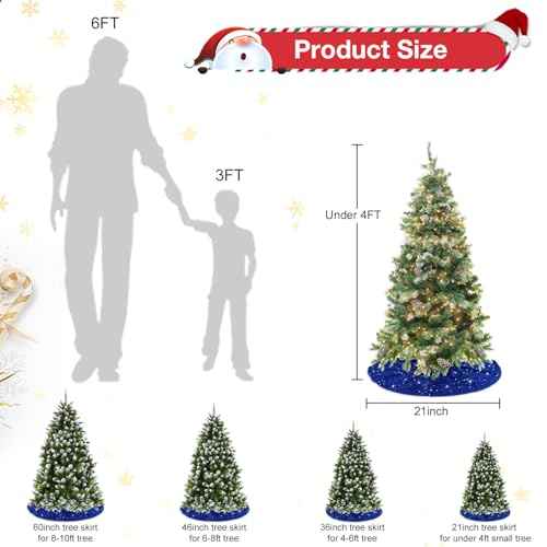 Small Blue Christmas Tree Skirt 21 Inch Sequin Mini Tree Skirt for 4ft Christmas Tree Round Velvet Xmas Tree Skirt Glitter Santa Christmas Tree Skirts Box Royal Blue Christmas Ornaments