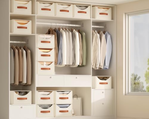 Homsorout Beige Stackable Collapsible Storage Drawers - 13.7 Inch 4 Pack
