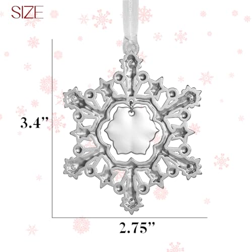 LIFE&FOOT 2025 Silver Snowflake Christmas Ornament - Holiday Decor & Car Charm