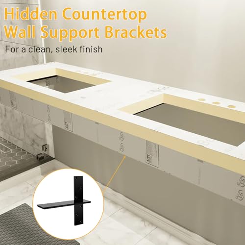 3/8" Thick Heavy-Duty Floating Shower Bench Brackets - 16" L x 2.5" W