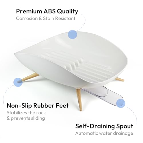 carrotez Self-Draining Dish Drying Rack, White - Wide
