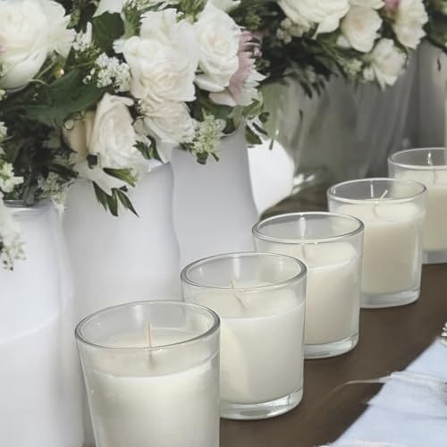 White Votive Candles Pack of 48 - Unscented Long-Lasting Glass Candles