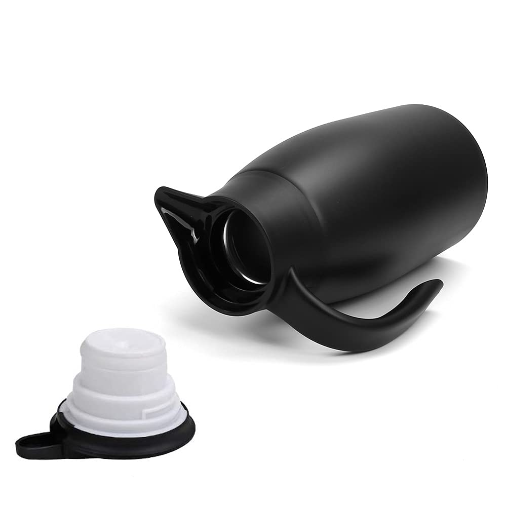 70oz Coffee Carafe Airpot Insulated Coffee Urn Stainless Steel Vacuum Thermal Pot Flask Dispenser for Coffee, Hot Water, Tea, Hot Beverage - Keep 12 Hours Hot, 24 Hours Cold-Black
