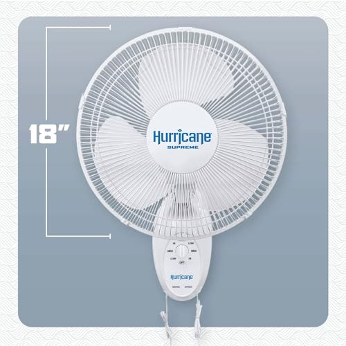 Hurricane Supreme 18-Inch Wall-Mount Oscillating Fan - 3 Speed Indoor Fan Pack