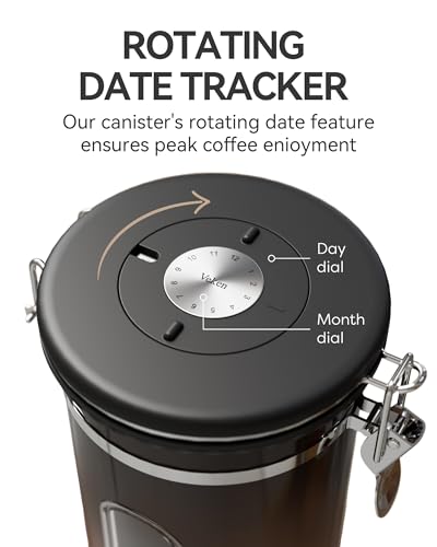 Veken Coffee Canister with Window - Gradient Copper, 22 oz Airtight Stainless Steel Container
