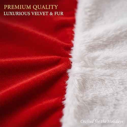 Small Christmas Tree Skirt, 11inch Red Plush Tree Skirt for Mini Christmas Tree Above The Fireplace, Table Candlestick Decorations, New Year Holiday Ornaments