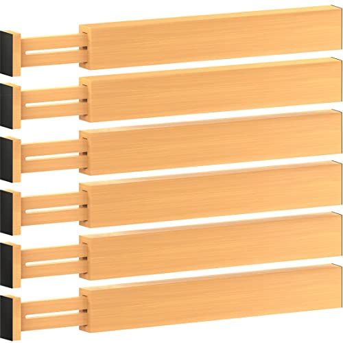 Bambüsi Bamboo Drawer Dividers 16-22 Inch High Organizer Set - Natural Wood