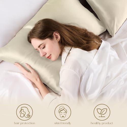 ZIMASILK Queen 20x30 Beige Mulberry Silk Pillowcase for Hair & Skin - Double Sided, 19 Momme Grade 6A