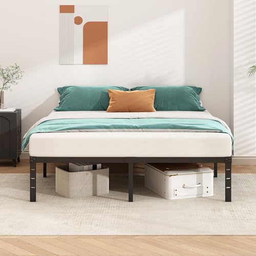 HLIPHA Twin Metal Platform Bed Frame 18 Inch Tall No Box Spring Needed Strong Support Black