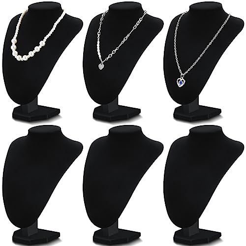 Black Velvet Necklace Display Stand Set of 6 Jewelry Holders for Necklaces