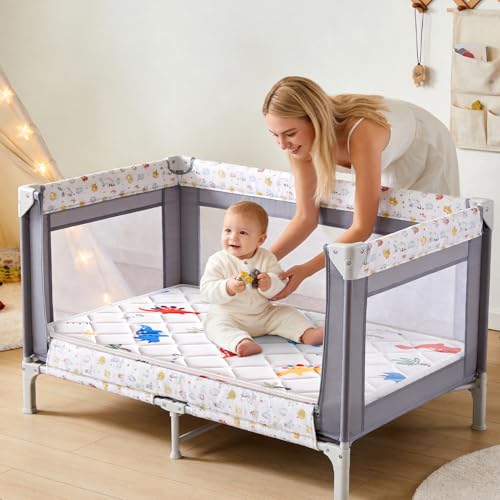 Dinosaur Pack and Play Mattress 38" x 26" Hypoallergenic Cotton Support