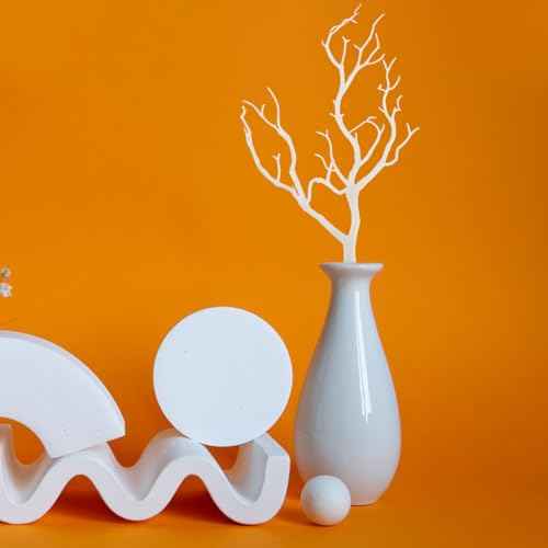 LIFKOME Artificial Antler Dried Tree Branches 13.76'' Art Witch Antler Branch Decorative Plant Twigs Plastic Dry Branches Decor for Wedding Christmas Party Home Supplies White 4pcs