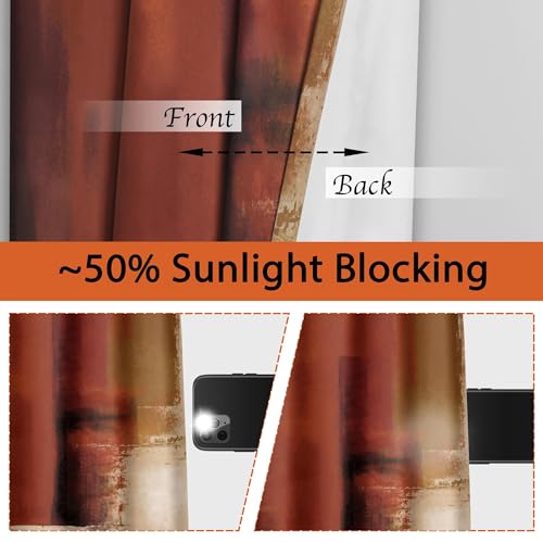 Burnt Orange Abstract Curtains Set - 2 Panels 52W x 84L Variation of THIS listing