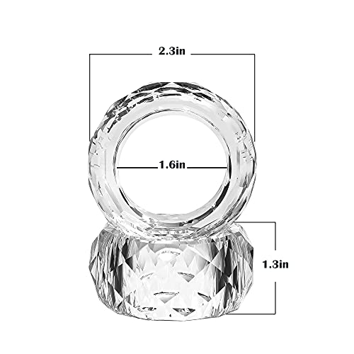 kitCom 8-Pack Crystal Napkin Rings, Diamond-Shaped K9 Crystal Napkin Holders