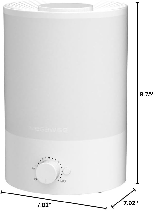 MegaWise Night Light Humidifier - 7-Color Options, 3.5L Capacity, Auto Shutoff & Essential Oil Safe